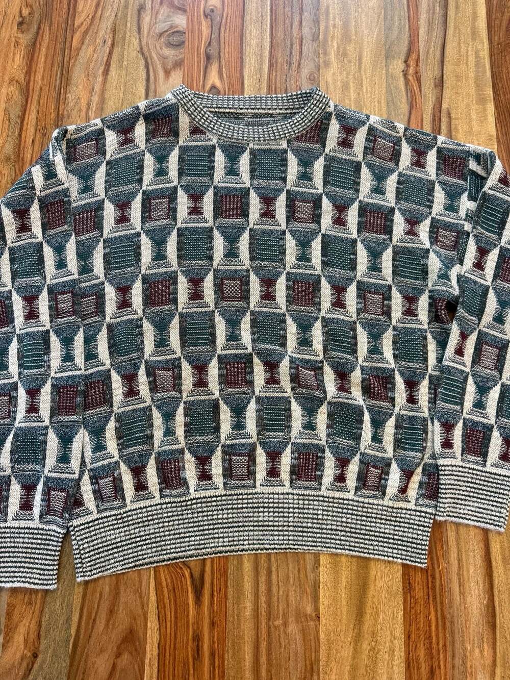Vintage Geometric Pattern Crewneck Sweater